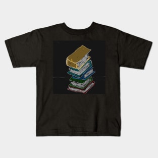 Book Stack Sketch Kids T-Shirt